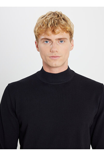 ALTINYILDIZ CLASSICS Half Turtleneck Standard Black Men's Sweater Ace043261438_Syh