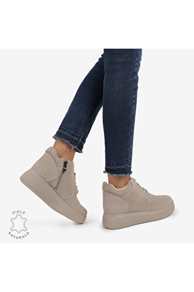 ANGEL BLUE WOMEN'S boots made of NATURAL LEATHER suede CRL0911 Beige