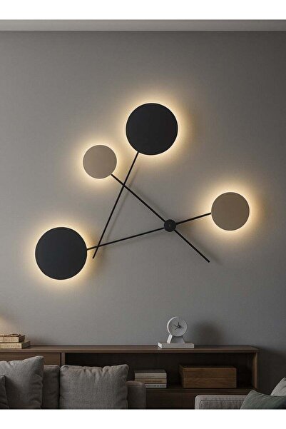 genernic مصباح حائط حديث، 3 مصابيح (دافئ - نهاري - بارد)، تصميم هندسي، 80 سم، أسود ورمادي