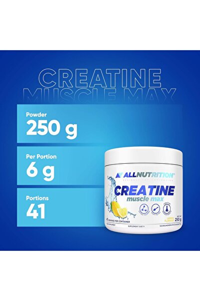 ALLNUTRİTİON Creatine Muscle Max - Creatine Monohydrate with Taurine, 250g, Lemon