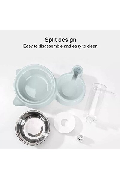 SKY TOUCH SKY-TOUCH Cat Dog Food Dish Bowl 2 In 1 - Pet Food Dish Bowl and Auto Gravity Pet Water Dispenser, 5