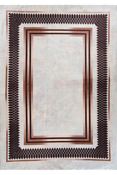 RENKLİBUTİK Velvet Textured Elastic Sponge Non-Slip Washable Modern Patterns Carpet Cover-6 M2