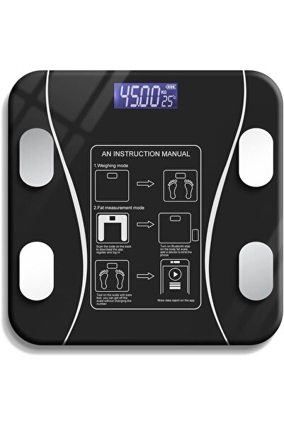 SKY TOUCH ميزان وزن الجسم الرقمي SKY-TOUCH - شاشة LCD، نسبة الدهون في الجسم/مؤشر كتلة الجسم، أسود، 26×26 سم