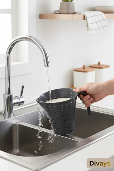 DİVAYS مصفاة إبريق بمقبض: مصفاة عملية لغسل المعكرونة والأرز والبقوليات |   مط...