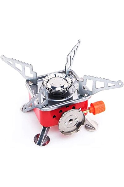 NEONI Portable Butane Gas Stove - Folding Stainless Steel (Red)