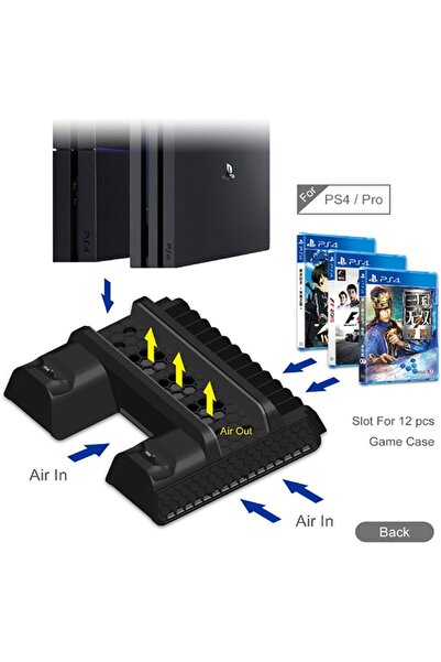 eWINNER Multifunctional Cooling Vertical Stand for PS4/PS4 Slim/PS4 Pro with 3 Fans, 2 USB Ports & 1