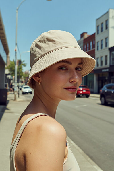 Verahed Uv Sun Protection Bucket Hat Lightweight Foldable Cross Outdoor Beige Beach Sea Hat Bucket Hat