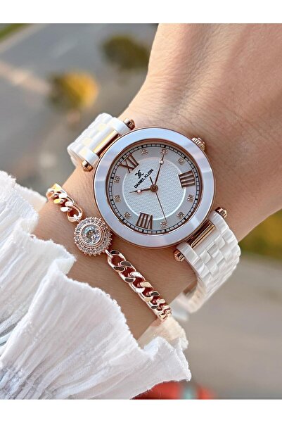 Daniel Klein Ceramic Cord Stone Dial 2 Years Warranty 3 Atm Women's Wristwatch+Bracelet Gift Sm3