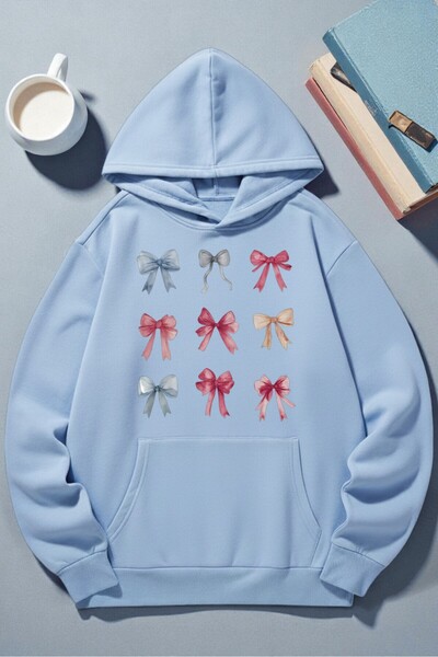 uyguntarz Unisex Colorful Ribbon Printed Hooded Sweatshirt