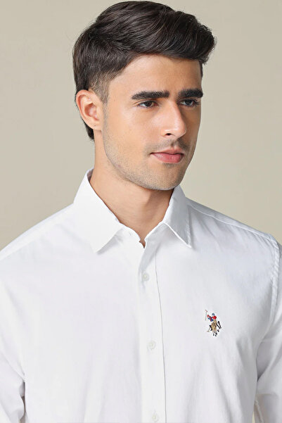 U.S. Polo Assn. Mens White Solid Tailored Fit Shirt