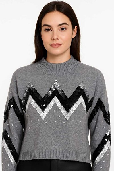 Diva Exclusive Fashion Zigzag sequin sweater – elegant knit