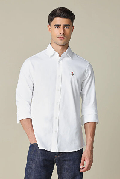 U.S. Polo Assn. Mens White Solid Tailored Fit Shirt