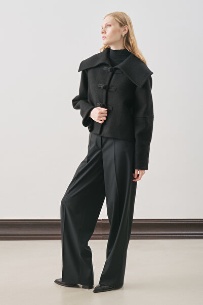 Manuka ISABEL КЪС ВЪЛНЕН ПАЛТО ЧЕРЕН