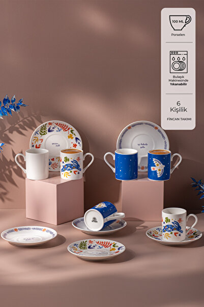 Emsan Lucky 6-Piece Coffee Cup Set 100 ml