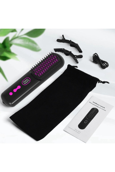 Trendoro Electric Hair Straightening Brush – USB Rechargeable, with Negative Ions | Anti-Frizz