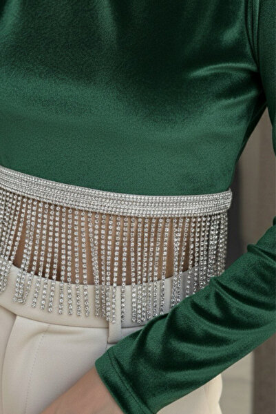 oshebu Γυναικεία βελούδινη μπλούζα με λεπτομέρειες από πέτρα βάτα τεμαχίων