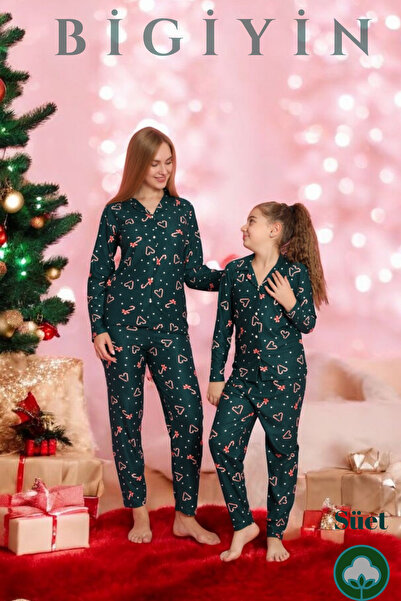 bigiyin Suede Fabric Women's Pajama Set Winter Women's Pajamas Soft Fabric Buttoned Pajama Set Christmas