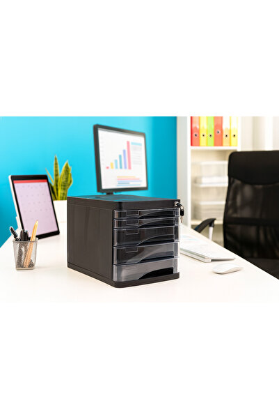 Ark رفوف بلاستيكية للوثائق مع 5 أدراج مع قفل