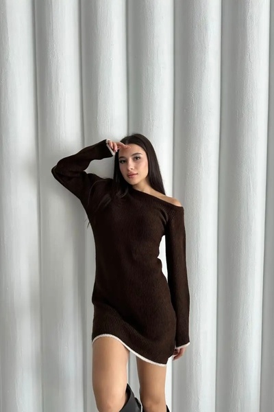 Auroveen Basic Tek Omuz Triko Mini Elbise AV2025116