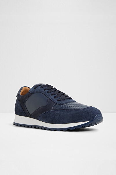 Aldo Gordo - Men's Navy Blue Genuine Leather Lace-Up Sneaker