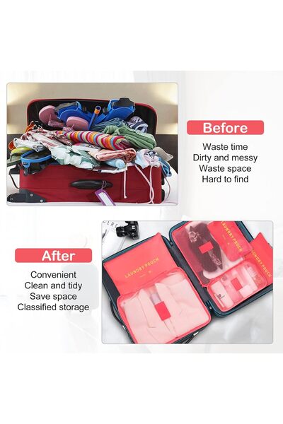 SKY TOUCH SKY-TOUCH 6-Piece Travel Luggage Organizer Set, Watermelon Red