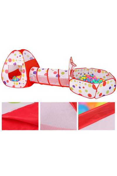 Tcherchi Çocuk Çadırı Kapalı Üç Parçalı Tünel Nokta Oyunu Top Havuz Çiti Oyuncak