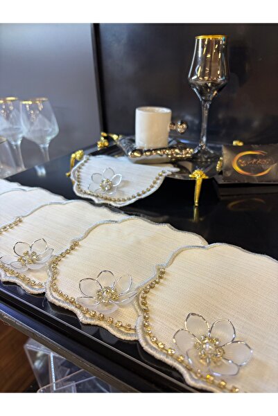 ARS HOME DEKOR Design Model Coffee Side 6-Piece Silver Stone Cocktail Napkin, Presentation Napkin