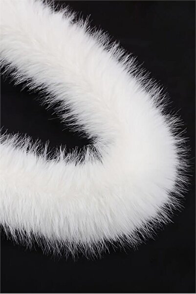 Neşeli Butik Women's Ecru Fur Collar Nbaks030