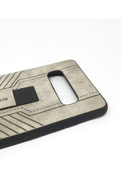 Generic Samsung Galaxy S10 Leather Back Protective Cover with Grip by AirBird - Silver, Synthetic Leather