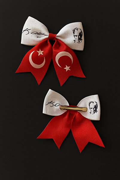 Massaltay Ataturk Signed Turkish Flag Hair Clip Set 2 Pieces – April 23 October 29 Republic Day