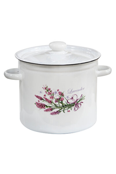 Raki Enamel pot with lid LAVANDA 4.5L, carbon steel