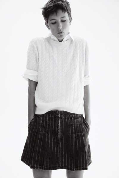 H&M Pilili Kot Şort Etek