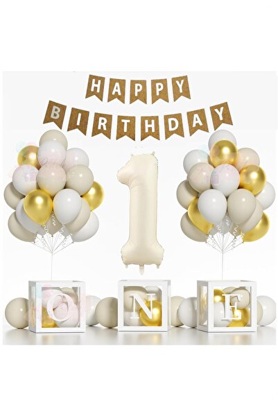 BİDOLUMUTLULUK One 1 Yaş Doğum Günü Kutlama Seti Parti Kutlama Eğlence Seti