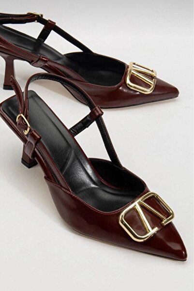 yezy shoes Short Heeled Buckle Detailed Women's Stiletto Heeled Shoes