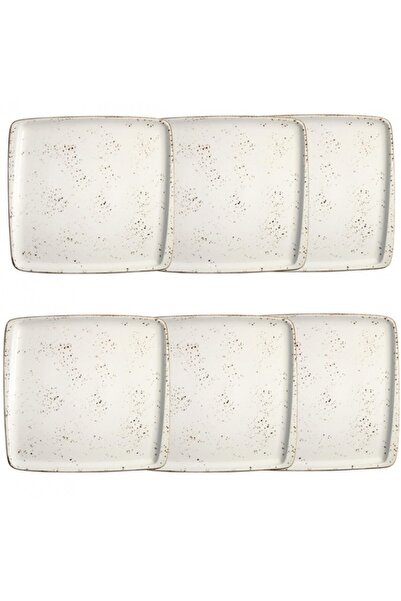 Bonna Set 6 farfurii patrate Grain portelan 22x20cm