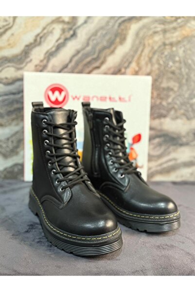 Wanetti Genç Siyah Bağcıklı Kışlık Bot