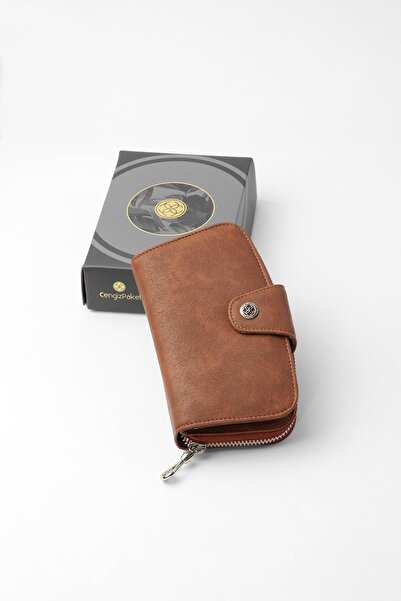 CENGİZ PAKEL Medium Size Women's Wallet - 65306 - Tan