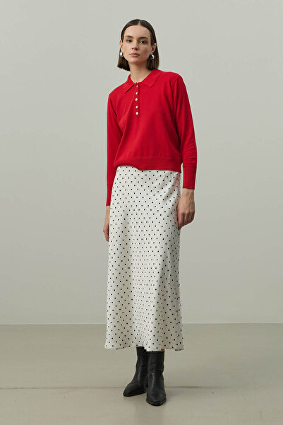 Fahhar Long Sleeve Polo Neck Knitwear Red