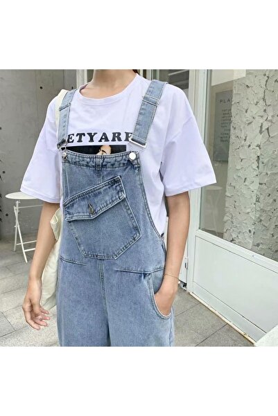 Karakedi Blue Kangaroo Pocket Strappy Denim Overalls