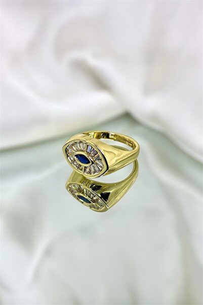 MatmazelLavinya خاتم قابل للتعديل بتفاصيل حجر الباجيت الأزرق