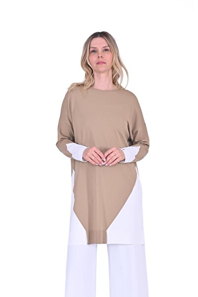 Invee Gometric Knitwear Tunic Camel