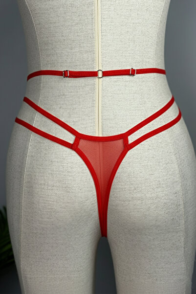 içgiyimist Kırmızı Fantezi Seksi Taş Detaylı String Tanga MBU-9006