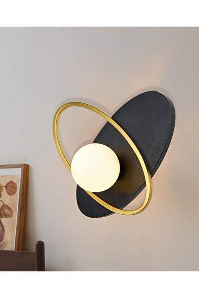 Apliqa Lumora Mermer Desenli Siyah Modern Salon Aplik