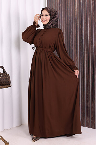 Bym Fashion Button Detail Dress 6055 Brown