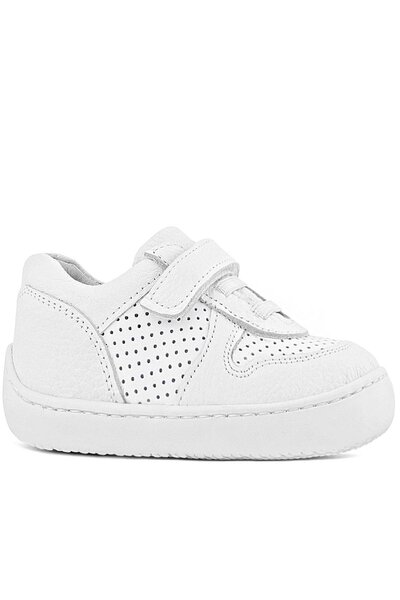 Rakerplus Bob Genuine Leather White Barefoot White Sole Velcro Baby Sneaker Shoes