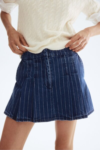 H&M Pilili Kot Şort Etek