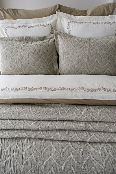 İyi Geceler İstanbul 100% Cotton Daphne Embroidered Dowry Muslin Bedspread Duvet Cover Set 9 Pcs.