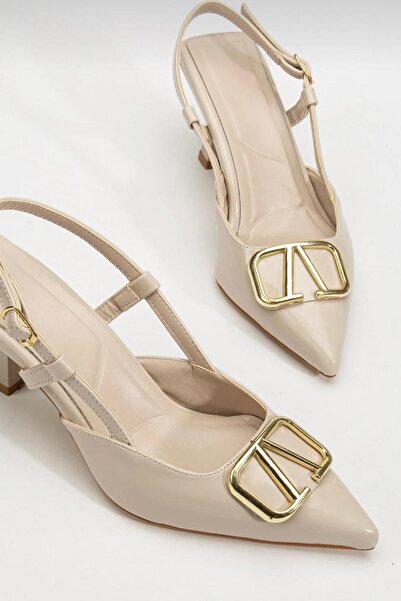 yezy shoes Short Heeled Buckle Detailed Women's Stiletto Heeled Shoes