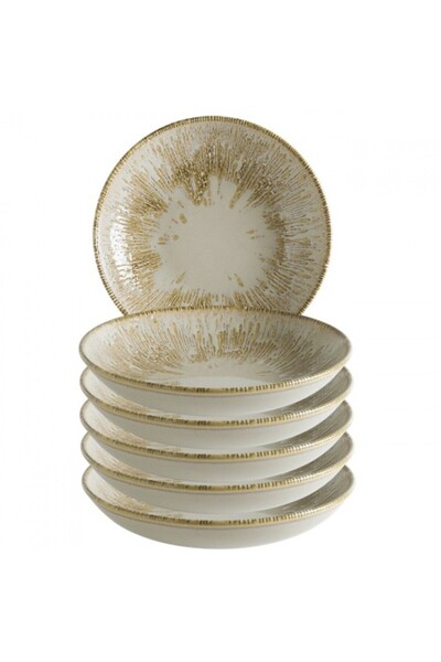 Bonna Set of 6 Snell Sand porcelain plates 13cm 220ml