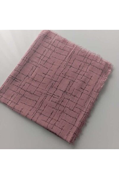 Bezm-i Has Square Patterned Flared Muslin Writing Hijab Cotton Writing Scarf 100X100Cm